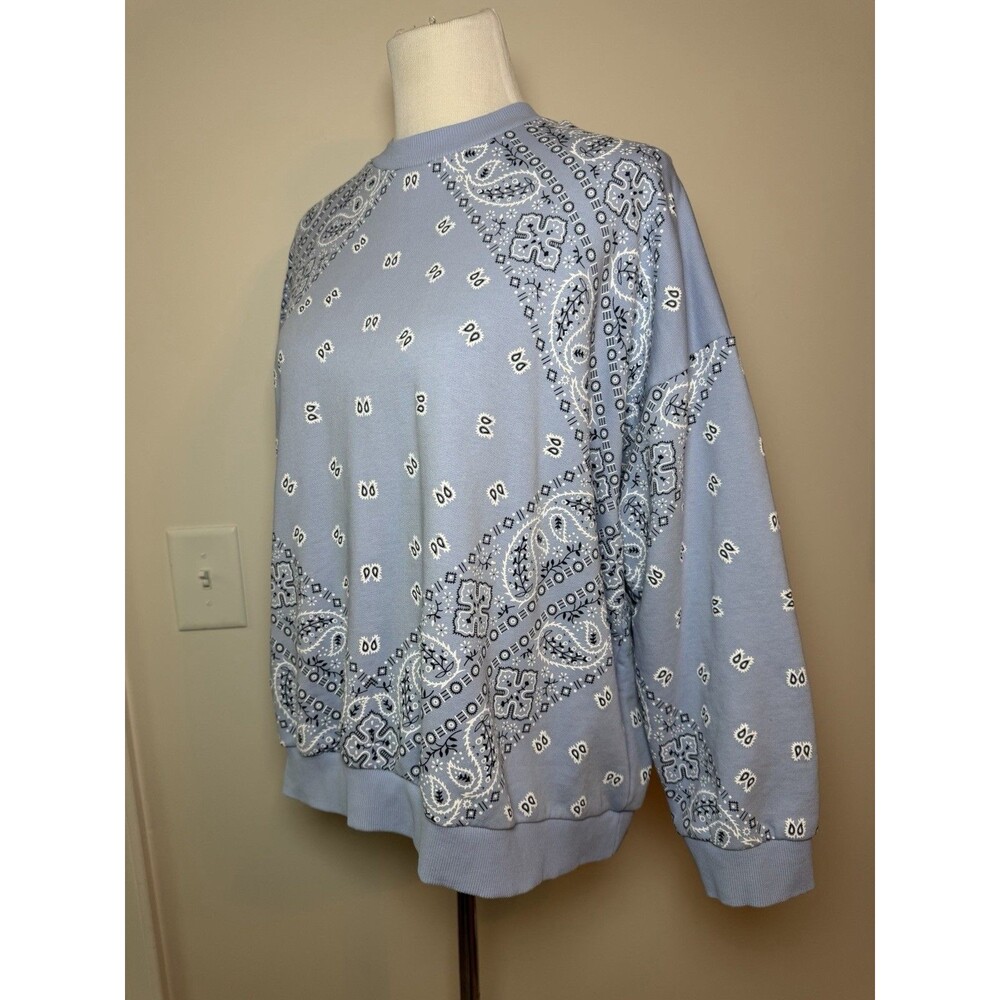 Madame Pauline Vintage Blue Bandana Sweatshirt Cotton Made In Italy One Size - Picture 3 of 8